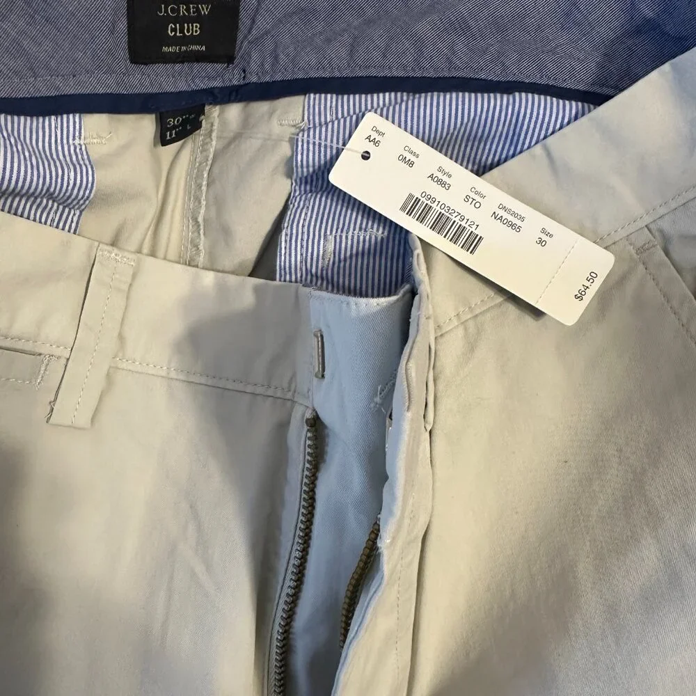 J. Crew Club Shorts Men's 30 NWT Premiun Line Stone